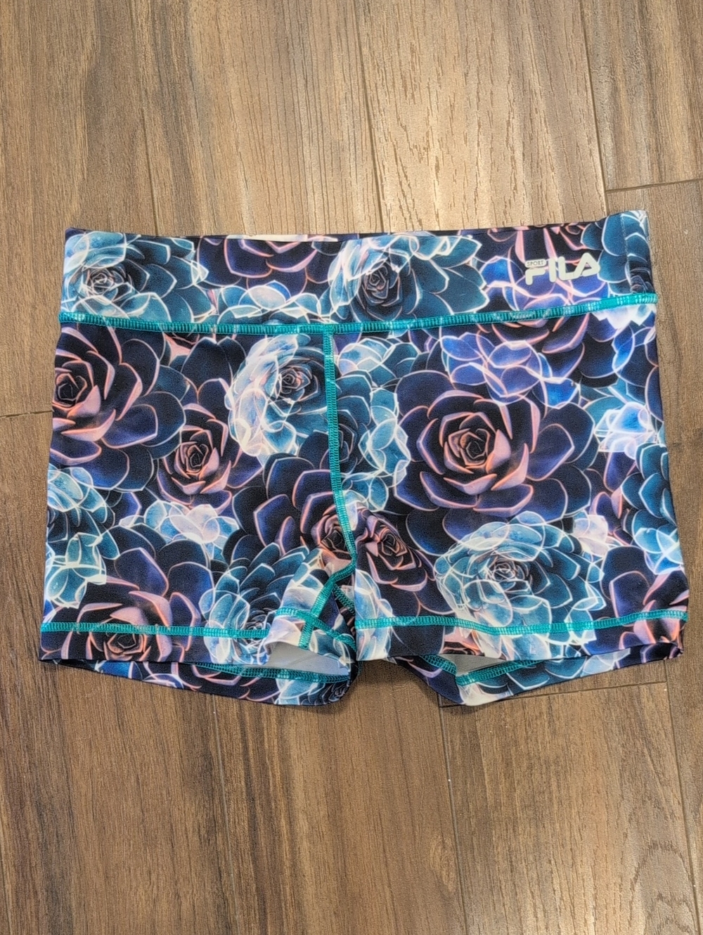 FILA Women's Floral Succulent Performance Shorts in Blue/Purple